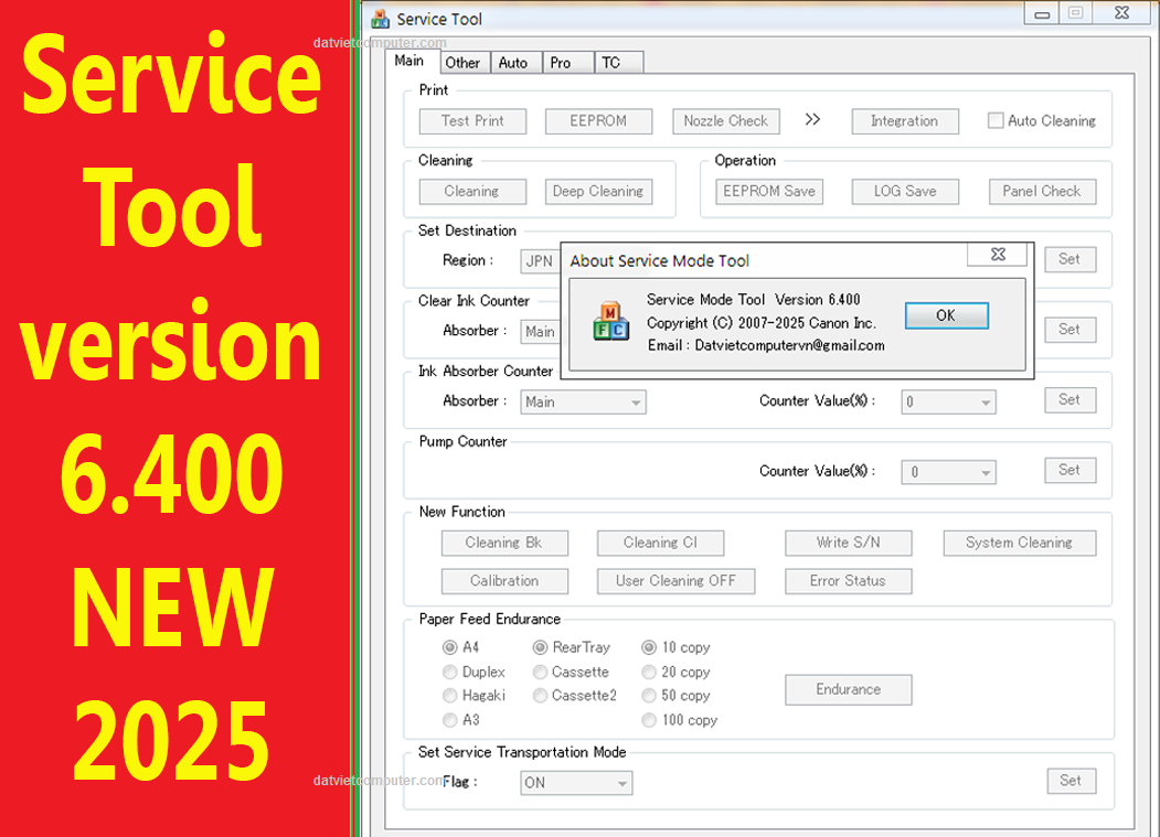 Canon Service Tool V6400, ST V6.400 RESET CANON SERVICE TOOL ST6400
