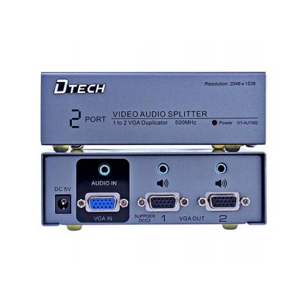 BỘ CHIA VGA 1 RA 2 + AUDIO 500MHZ DTECH (DT-AU7502)