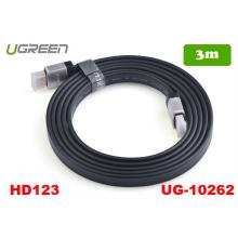 Cáp HDMI 3M Ugreen HD123 UG-10262 mỏng dẹt hỗ trợ 3D 4K chính hãng