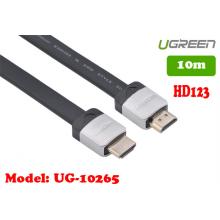 Cáp HDMI HD123 Ugreen 10M UG-10265 dẹt hỗ trợ 3D 4K chính hãng
