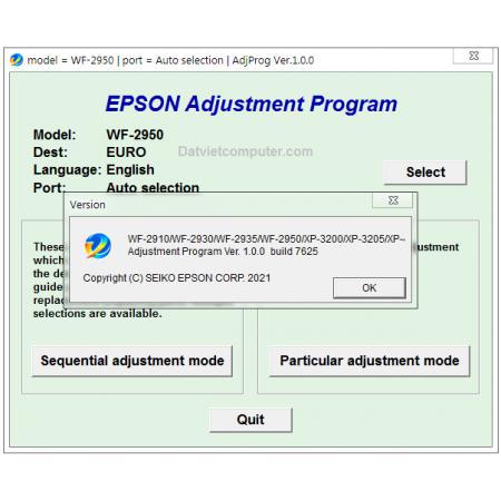 EPSON WF-2910, WF-2930, WF-2935, WF-2950, Epson XP-3200, XP-3205, XP-4200, XP-4205 Adjustment Program