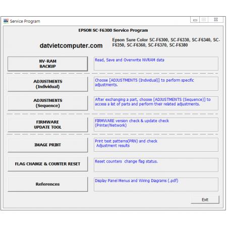 Epson SureColor SC-F6300 Series Service Adjustment Program