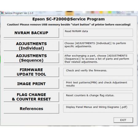 Phần mềm reset Epson SC-F2000 Service Adjustment Program