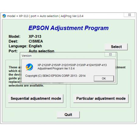 Reset Epson XP-212, XP-215, XP-312, XP-313, XP-315, XP-412, XP-413, XP-415 Adjustment Program