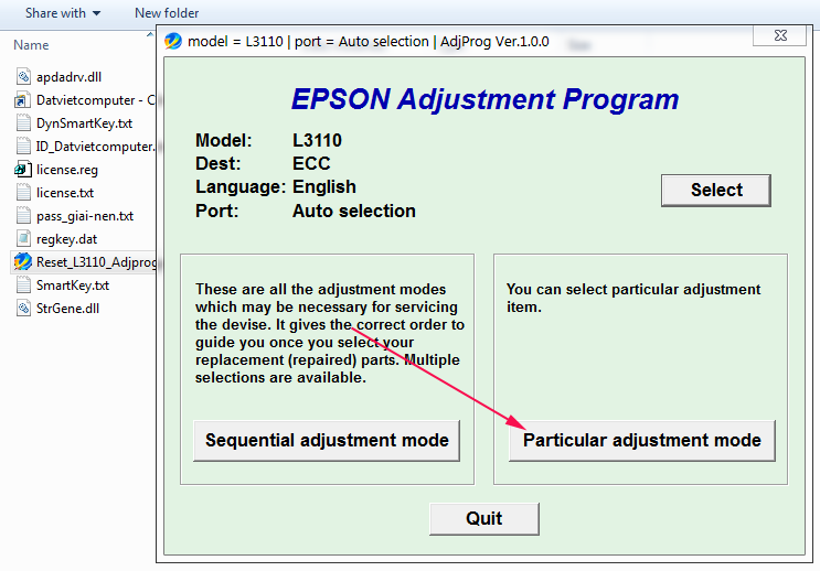 Epson l3060 adjustment program